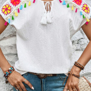 Blusa Blanco Con Textura Escote V
