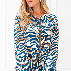 Blusa Azul Manga Abullonada