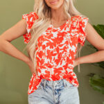 Blusa Naranja Con Volados