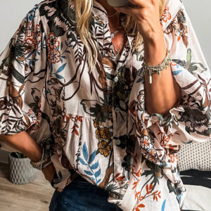 Camisa Blanco Floral Suelta