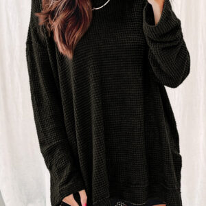 Top Negro Tejido Waffle Oversize