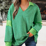Top Verde a Rayas Suelto Escote V