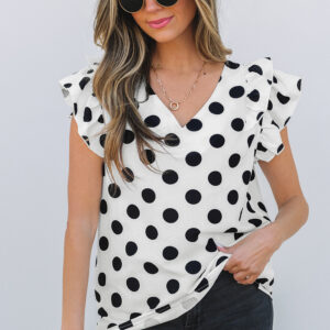 Blusa Blanco Con Volados Escote V