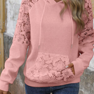 Hoodie Rosa Suave Encaje