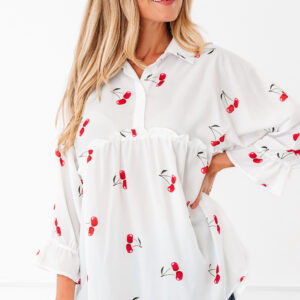 Blusa Blanco Estilo Babydoll Con Cuello