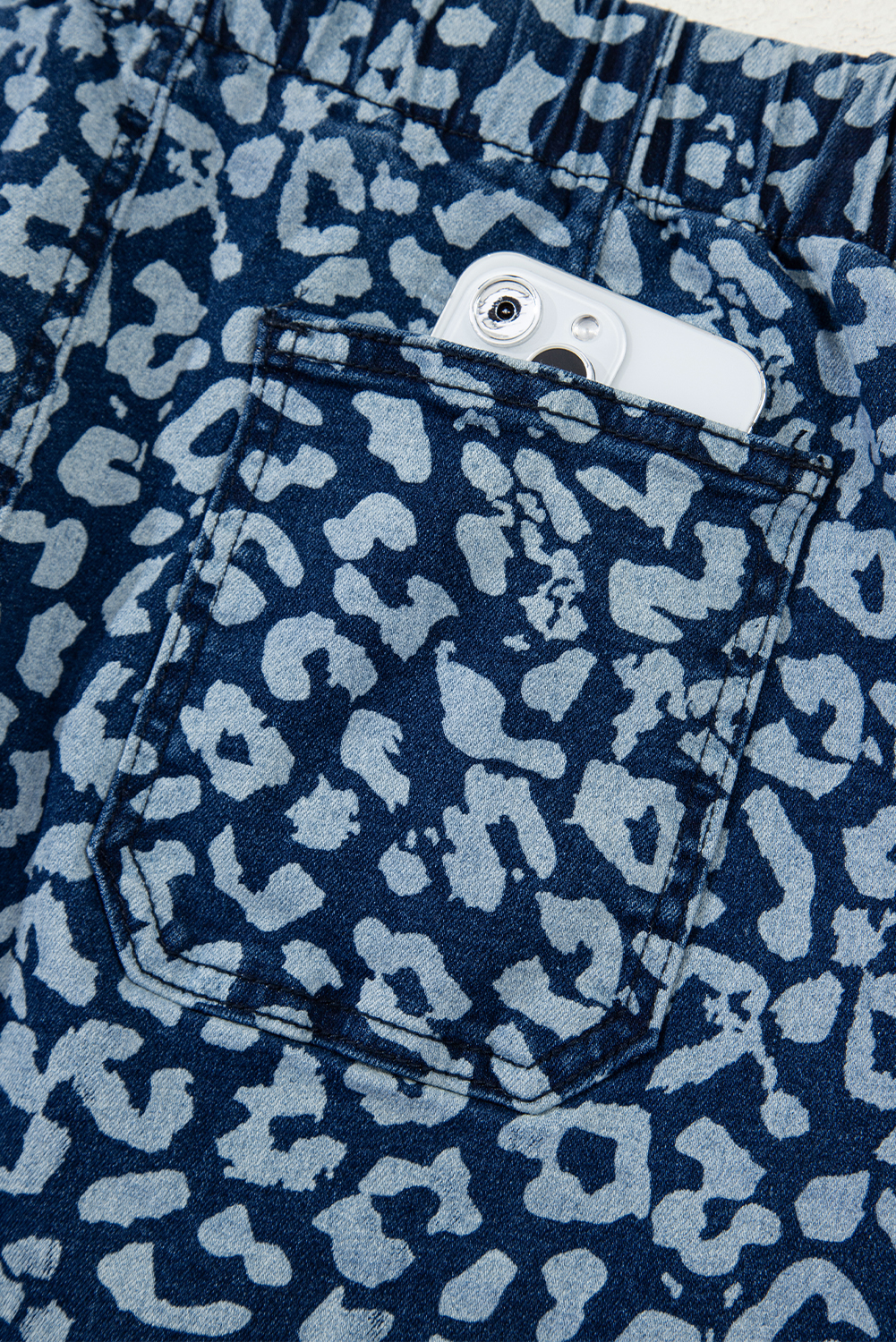 Jean Azul Animal Print Leopardo Estampado Cordón Elástico - Image 5