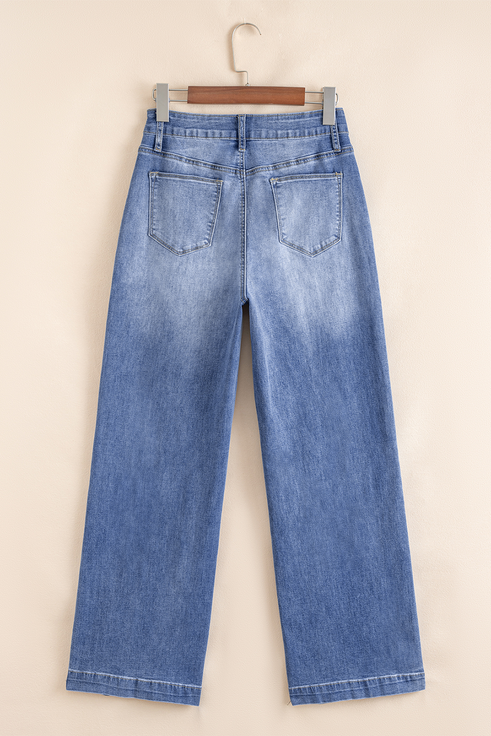 Jean Azul Tailored Central Con Costura Detalle Recto Suelto - Image 5