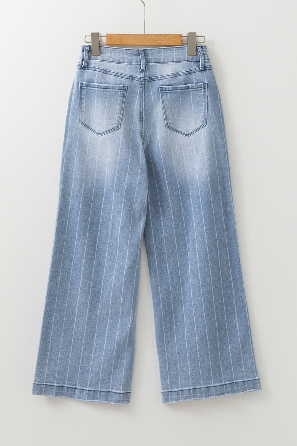 Jean Azul Multicolor Botones Rayas Finas Pierna Ancha - Image 6