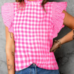 Blusa Rojo Rosado Con Volados