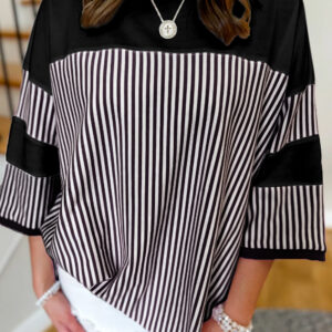 Top Blanco y Negro A Rayas Oversize