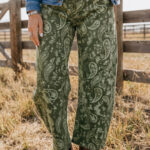Jean Verde Paisley Estampado Harem