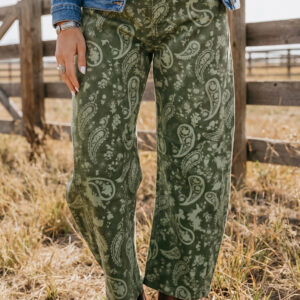 Jean Verde Paisley Estampado Harem