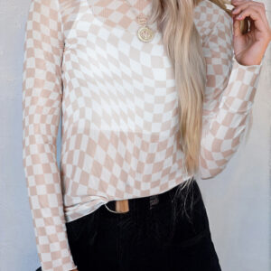 Top Caqui Malla Cuello Alto