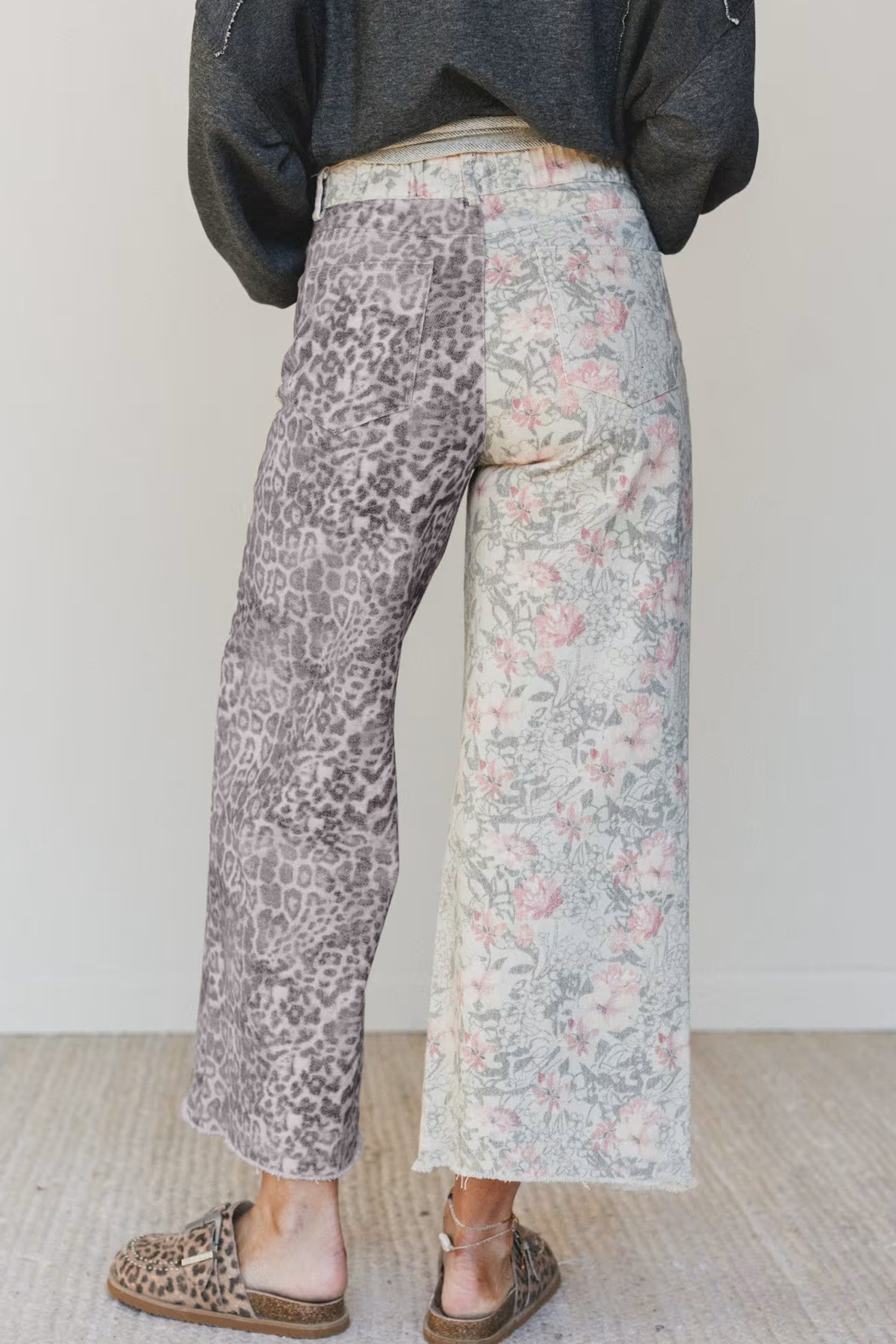 Jean Multicolor Retro Floral Animal Print Leopardo - Image 2