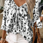 Blusa Negro Manga 3/4 Escote V