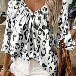 Blusa Negro Manga 3/4 Escote V