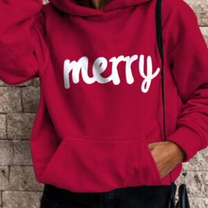 Hoodie Rojo Bolsillo Canguro Suelto