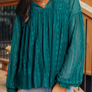 Blusa Verde Pino Encaje Estilo Babydoll