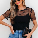 Blusa Negro Con Nudo Ajustada