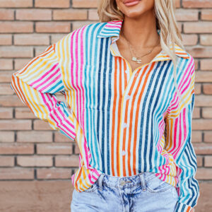 Camisa Naranja a Rayas Suelta