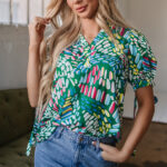 Blusa Verde Manga Abullonada