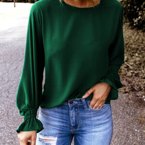 Top Verde Cuello Redondo