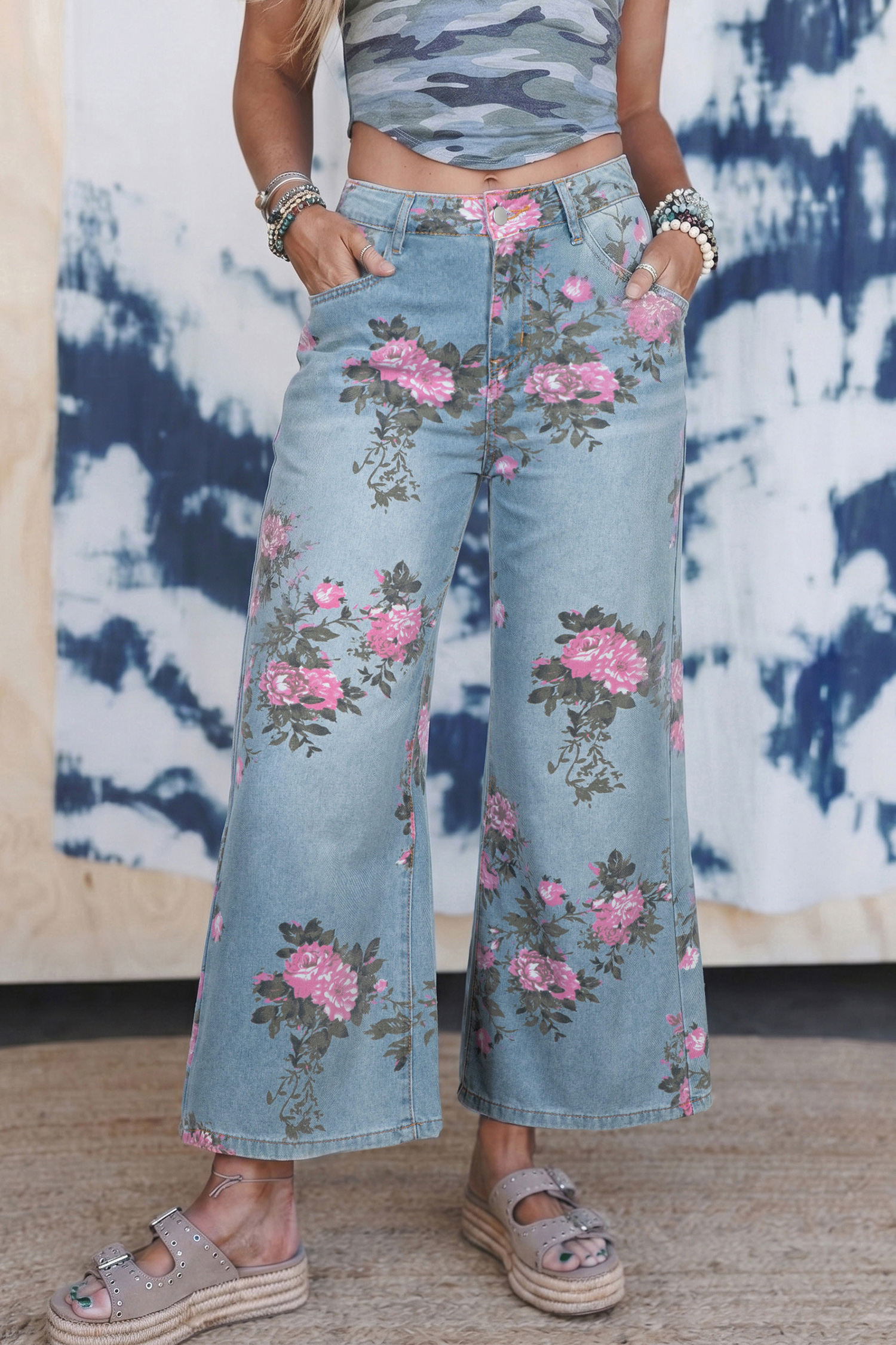 Jean Celeste Jardín Floral Estampado Bootcut - Image 3