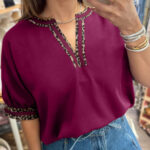 Blusa Rosa Dahlia Manga Corta Escote V