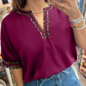 Blusa Rosa Dahlia Manga Corta Escote V