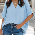 Blusa Azul Celeste Con Textura
