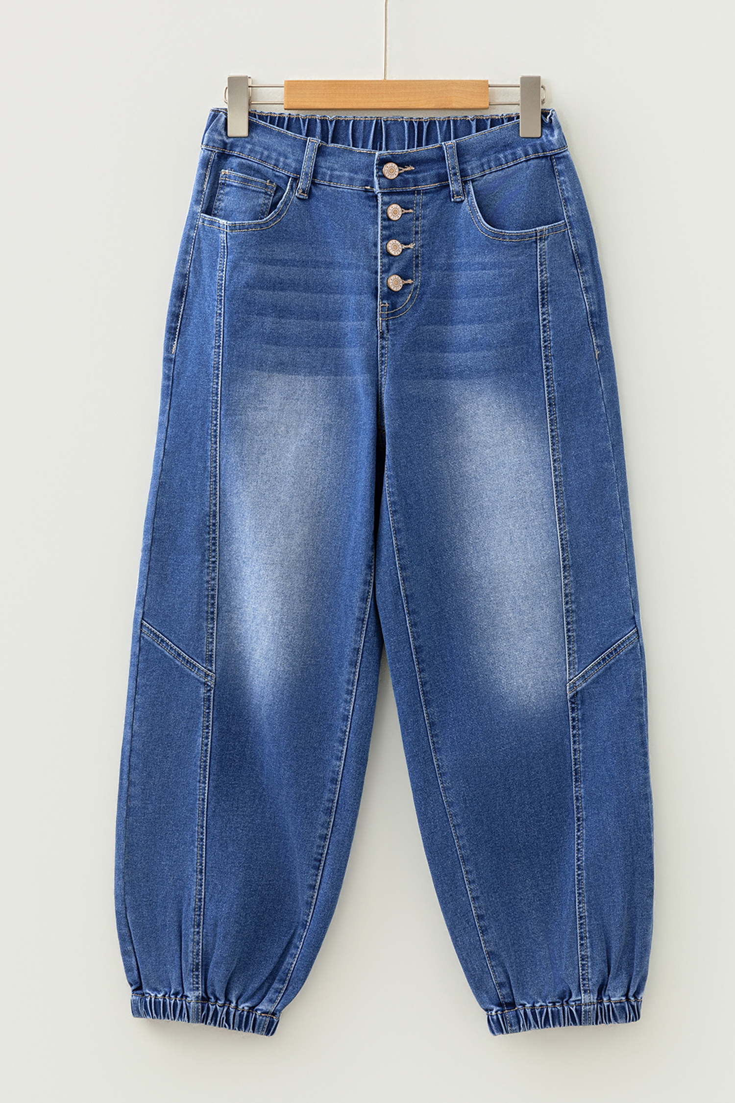 Jean Azul 4 Botones Delantero Tapered Casual Suelto Calce - Image 6