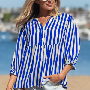 Camisa Azul Celeste a Rayas Suelta