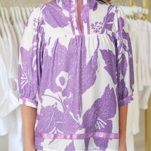 Blusa Violeta A Rayas Manga 3/4 Escote con Abertura