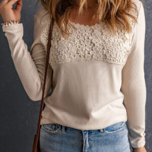 Top Beige Encaje Escote V