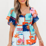 Blusa Azul Celeste Manga Volado