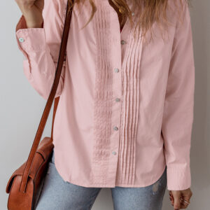 Camisa Rosa Claro Plisado Suelta