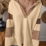 Buzo Beige Francés Claro Patchwork Con Cuello