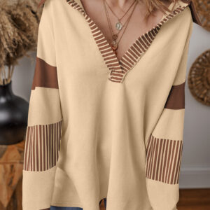 Buzo Beige Francés Claro Patchwork Con Cuello