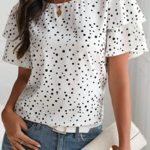 Blusa Blanco Con Volados Manga Corta