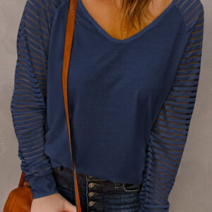 Top Azul Transparencia Escote V