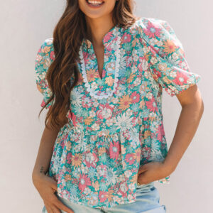Blusa Multicolor Floral Manga Corta