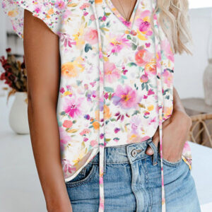 Blusa Rosa Manga Corta Escote V