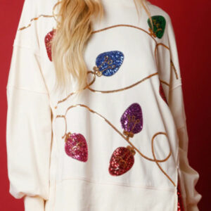 Buzo Damasco Con Lentejuelas Oversize
