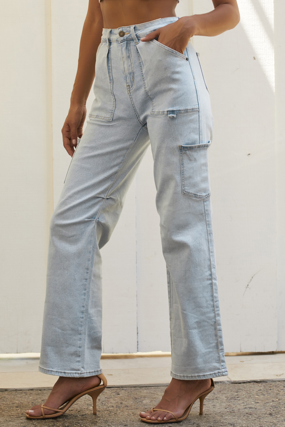 Jean Celeste Multicolor Con Bolsillos Y2K Urbano Moda - Image 3
