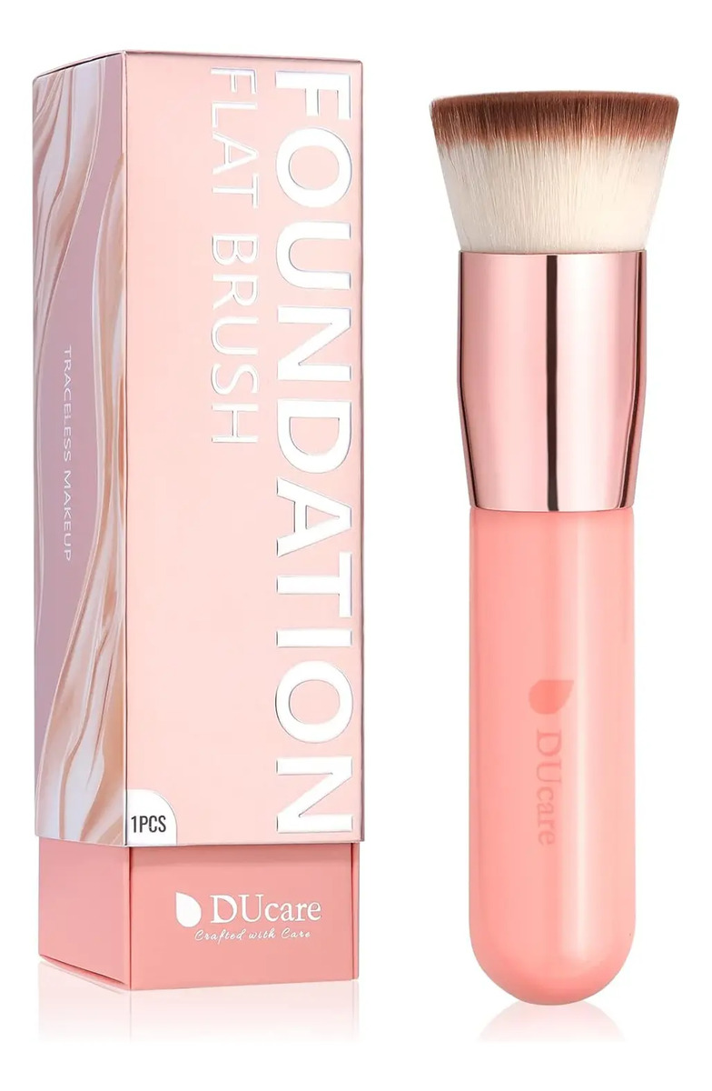 Brochas Kabuki Grande Para Maquillaje Líquido De 12 Cm Rosa Rosa
