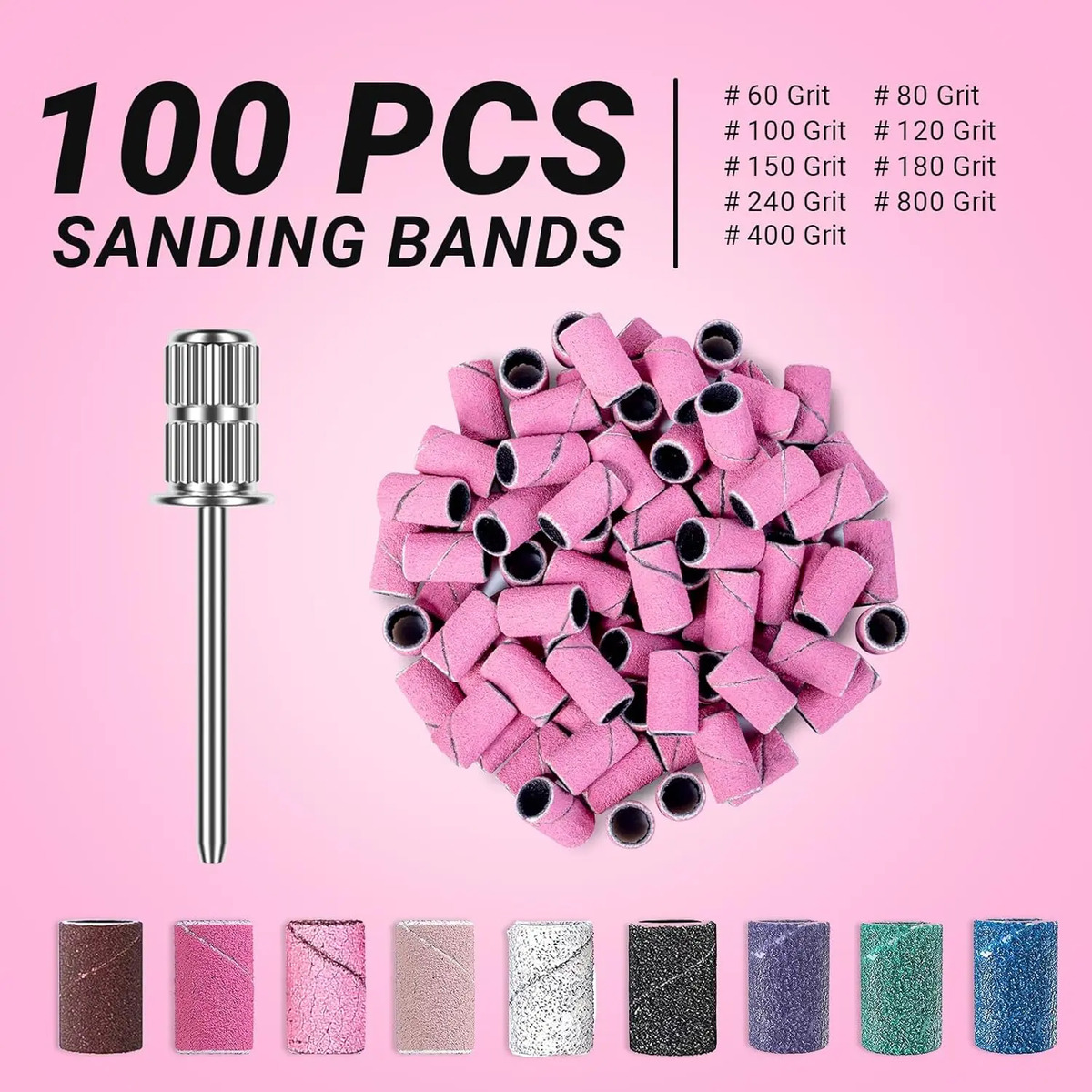Pulseras De Lija Para Uñas De 180 Grano Fino Rosa Claro De M - Image 2