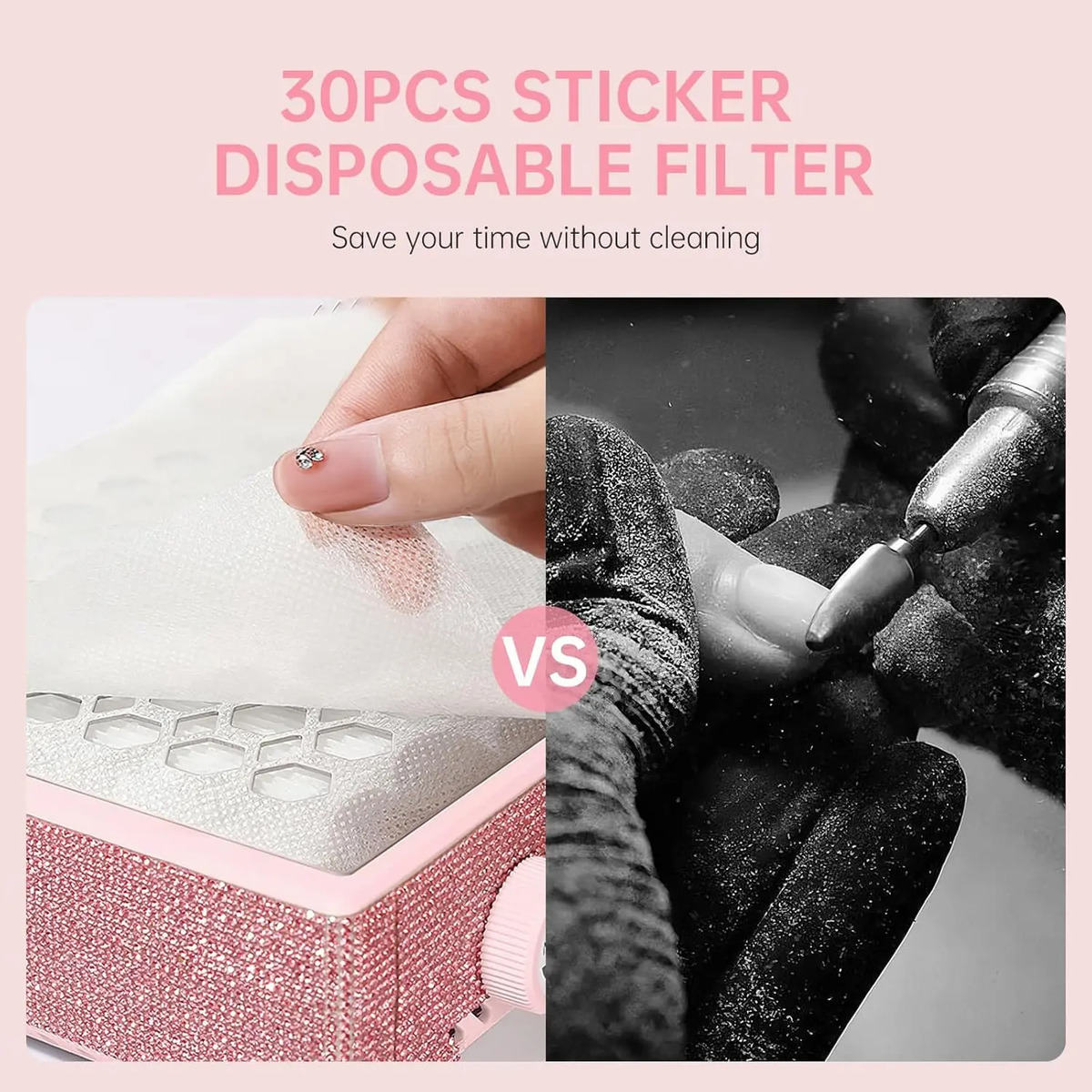Aspirador De Uñas Recargable 650pa 56w Con 30 Filtros Rosa - Image 6