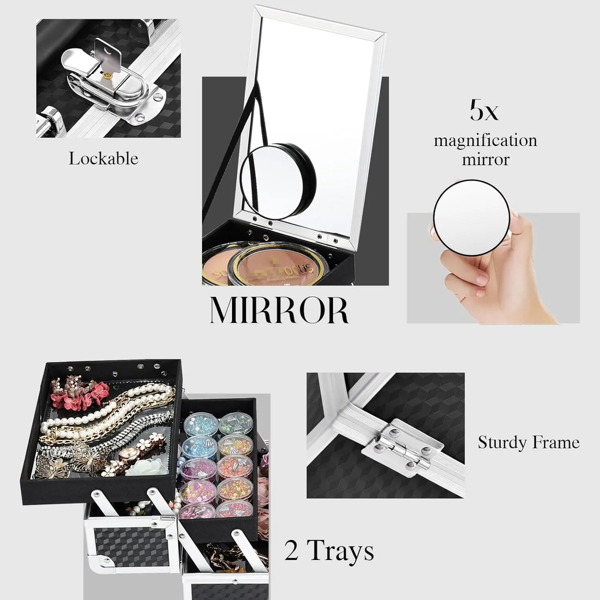 Caja De Maquillaje Portátil Negro - Image 6