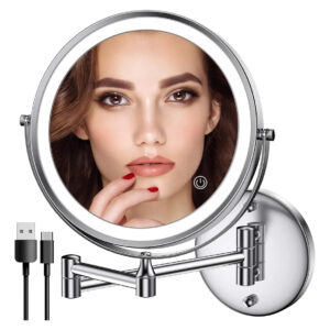 Espejo De Maquillaje Doble Cara De 20 Cm Con Luces Led