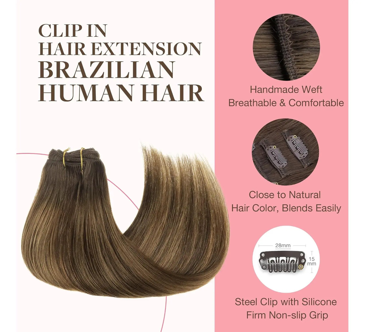 Cabello Humano Remy 35 Cm Brunette Castaño (brunette) - Image 3
